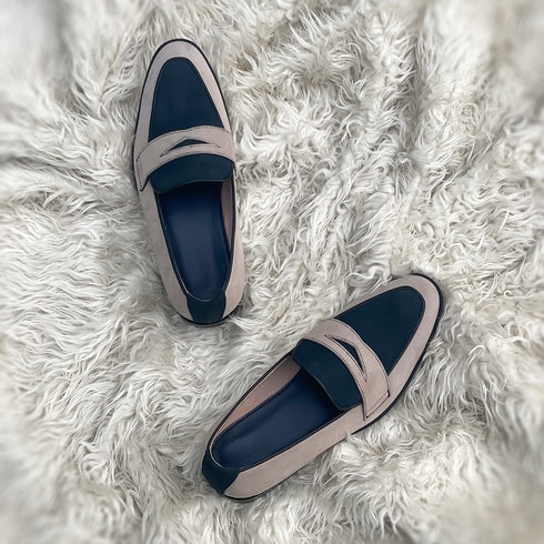 David - Bi-material penny loafer in the finest Suede leather.