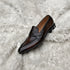 Andrew - Single component penny loafer with an elegant twisted leather tie on the facing. Hand made from the finest Calf leather with hand-stitch detailing. Soft inner naturally tanned cow leather lining. Rounded edge vegetable tanned leather sole. Finished in the very beautiful Hazelnut patina.