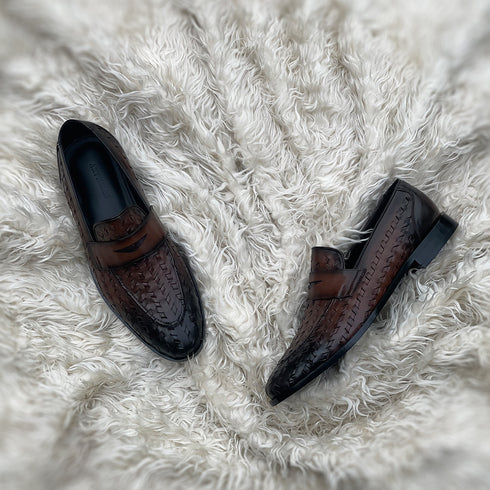 Callum - A contemporary evolution of a wardrobe staple; our take on the sleek Penny loafer meticulously handcrafted in the finest, soft, hand woven Calf leather.