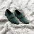 Carlyle | Green - Horse-bit loafer made from finest velveteen fabric suede. Solid metal accessory on the facing