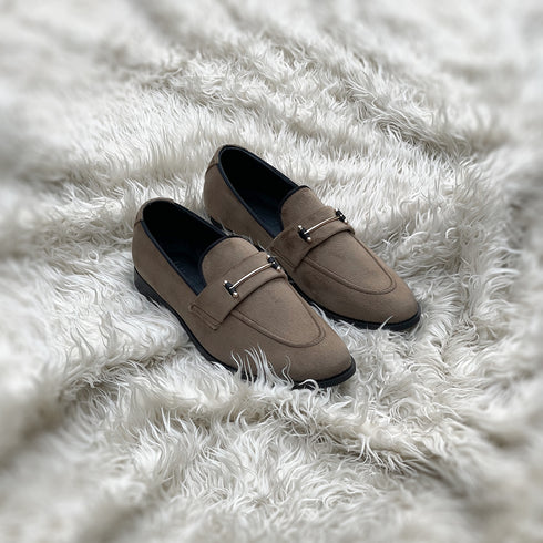 Carlyle - horse-bit loafer made in the finest velveteen fabric in Sand color