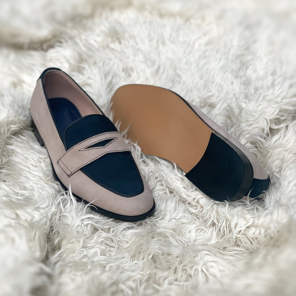 David - Bi-material penny loafer in the finest Suede leather.
