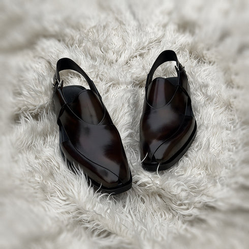 Erdem - Peshawari Chappal made from the finest Calf leather. Finished in the very beautiful Dark Umber patina