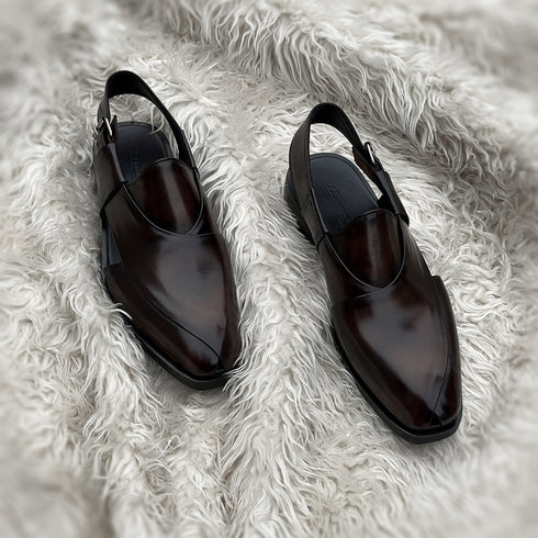Erdem - Peshawari Chappal made from the finest Calf leather. Finished in the very beautiful Dark Umber patina
