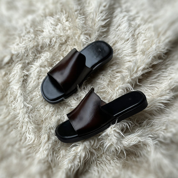 Emir - Single component slippers finished in the very beautiful Cinder patina