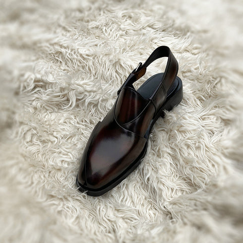 Erdem - Peshawari Chappal style, meticulously hand-crafted using the finest Calf leather & very soft cow leather lining. Finished in the very beautiful Mahogany patina