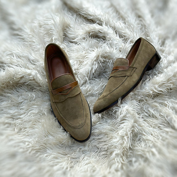 Millar - Penny loafer made from the finest Suede leather with contrasting Calf leather components