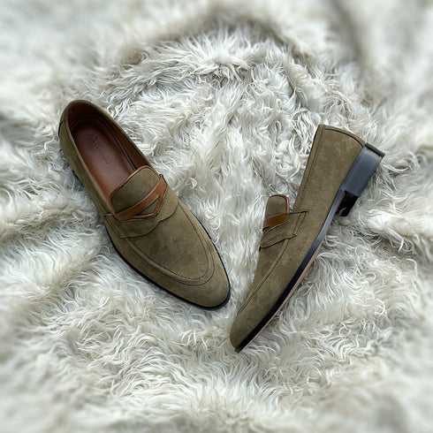 Millar - Penny loafer made from the finest Suede leather with contrasting Calf leather components