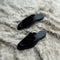 Quinton - Leather tie Mule slide made from high quality black calf leather
