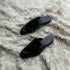 Quinton - Leather tie Mule slide made from high quality black calf leather