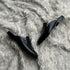 Quinton - Leather tie Mule slide made from high quality black calf leather