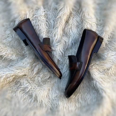 David - Bi material Penny loafer made from high quality Calf leather & embossed Calf leather