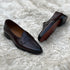 Dawson - Belgian Penny loafer in Hickory patina with toe burnished finish - Front view
