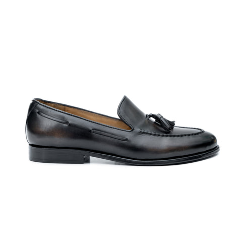 Duncan tassel loafer in Ashen gray patina - side view