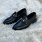 HESTON black horse-bit loafer premium calf leather - iconic design with golden hardware. Side view