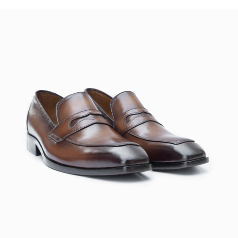 Liam - Penny Loafer in Tobacco patina front view