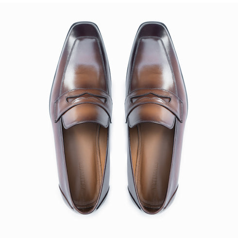 Liam - Penny Loafer in Tobacco patina top view