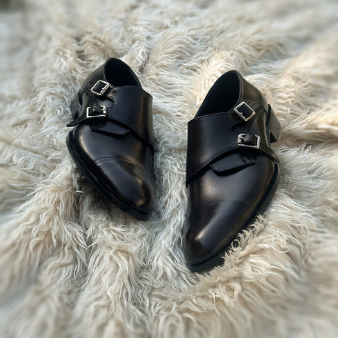 Lorenzo - Double Monk strap with hidden stitch Cap toe. Finished in the beautiful Dark Taupe Patina