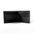 Milton - Leather wallet with flip ID slot. Made from soft black calf leather. Inside compartments view with flip ID slot