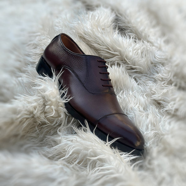 Tyler | Ashen Brown - Cap toe Oxford made from the finest, soft tumble Nappa leather. Finished in the very beautiful Ashen Brown Patina